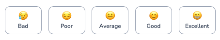 Graphic of 5 smiley faces
