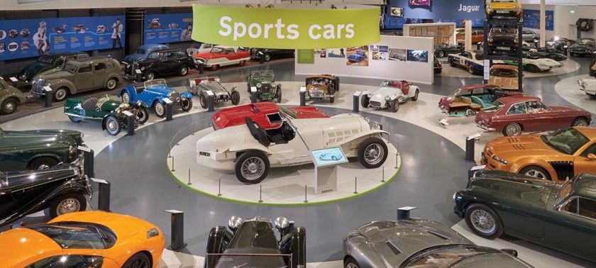Loads of sports cars at the British Motor Museum