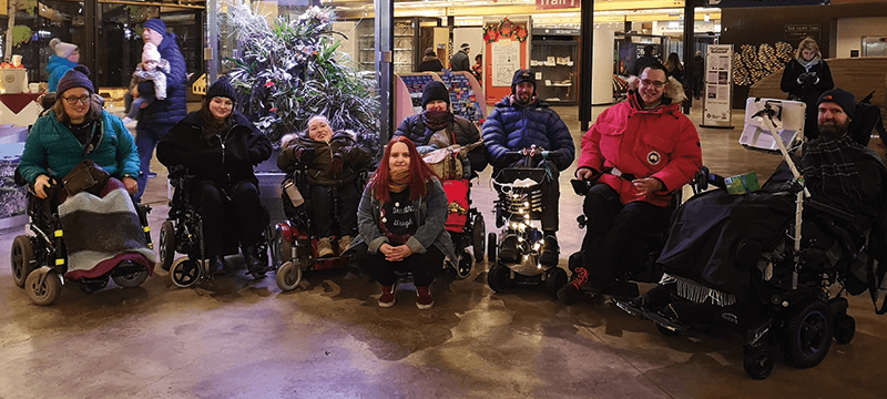 Image of Euan, Euan’s Guide Ambassadors Jon, Karine and Sarah, and the Euan’s Guide team.