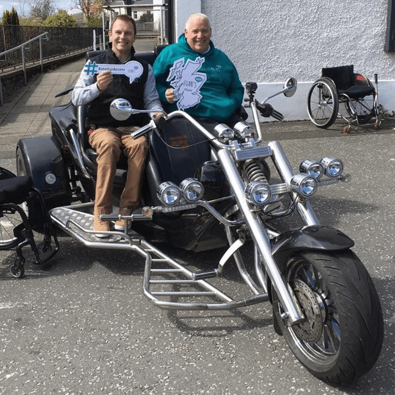 Gary and fellow Euan’s Guide Ambassador Ryan on a motorbike