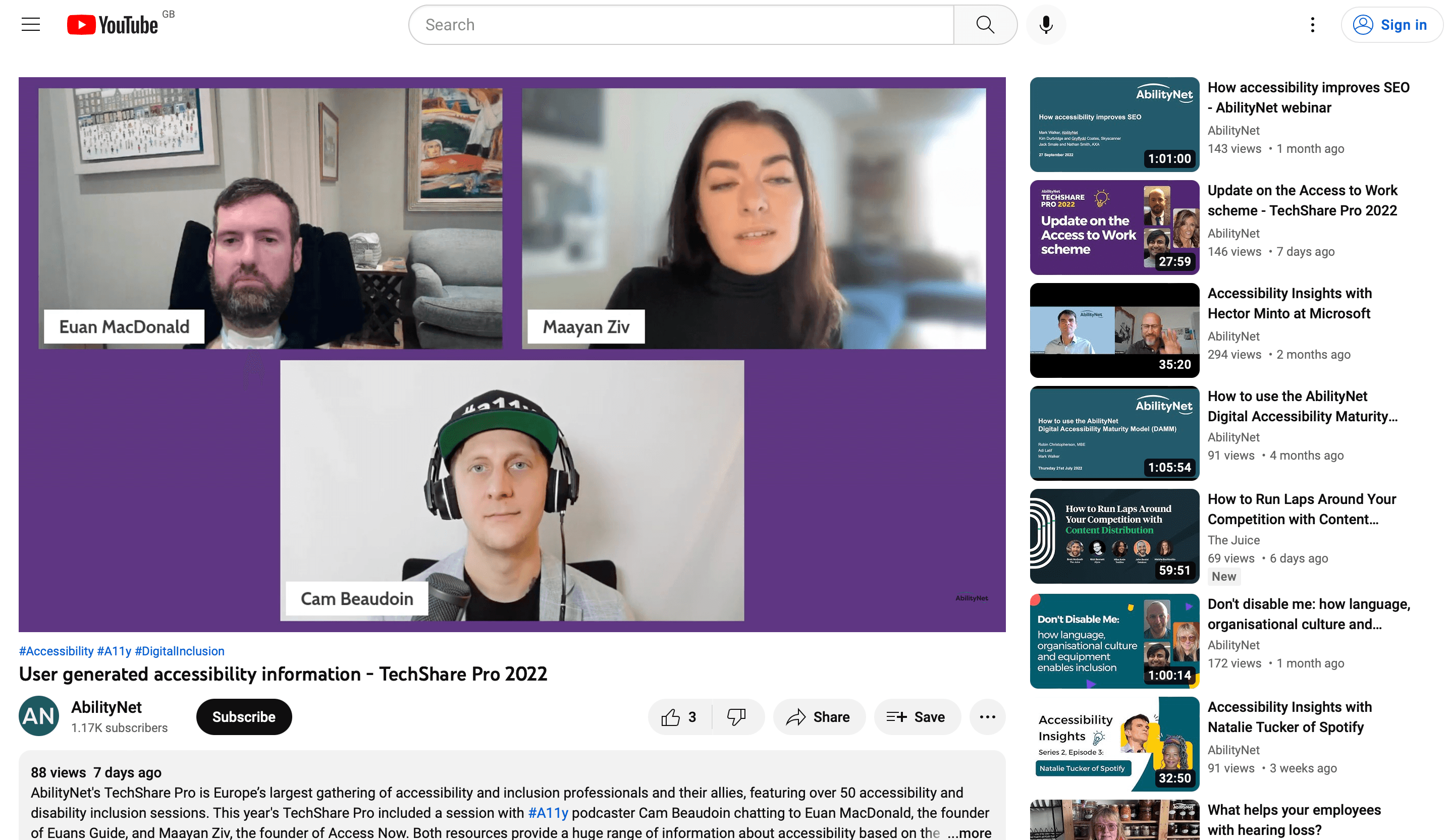 Screenshot of the TechShare Pro 2022 video session on YouTube
